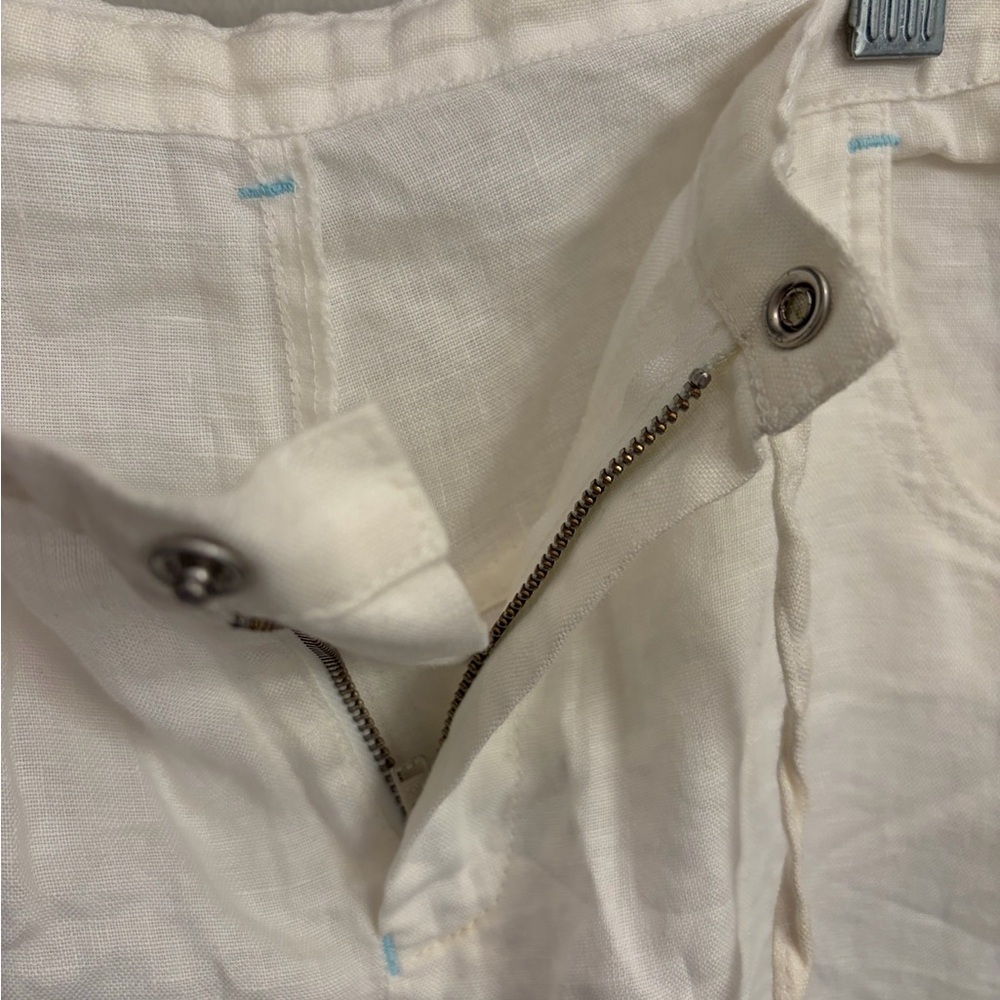 Lacoste White Cotton Pants with Green Crocodile Logo linen summer 42 - Picture 5 of 13